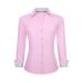 Damipow Womens Dress Shirts Wrinkle Free Button Down Shirt Long Sleeve Blouses for Work Professional Pink Large