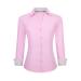 Damipow Womens Dress Shirts Wrinkle Free Button Down Shirt Long Sleeve Blouses for Work Professional Pink Large