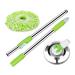 Mop Rotating Stainless Steel Rotating Handle 360 Rotating Micro Fiber Fabric Efficient Floor Cleaning to Pursue Happiness Wisdom Vert