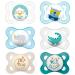 MAM Day & Night Silicone Pacifier 0-6 Boy // 6-pack // incl. 3 sterilized transport boxes