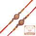 Ghasitaram Gifts Rakhi for Brother Rakhis Online - Set of 2 BW-5410 and BW-5414 Om Ganesh Divine Rakhis with 400 GMS of Kaju katli