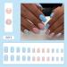 24pcs French False Nails Short - Almond Square Press on Nails - Blue Full Cover Acrylic Nails with Glue for Women and Girls - Buy Online on GoSupps.com