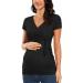 Love2Mi Maternity Breastfeeding Top - Women's Long Sleeve V-Neck Maternity Clothes (S, Black) - Buy Online on GoSupps.com