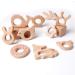 Baby Natural Wooden Teether Toy Wood Pendant Animals Bulk Safe and Satisfying Toy  Bunny Whale Bird Bear Crown Shell Flower Cactus Doughnut Deer
