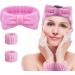 AOMIG Spa Headbands for Women - Fluffy Elastic Bowknot Hair Bands Set with Wrist Straps - Pink - Buy Online on GoSupps.com