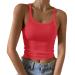 Women's Fashion 2024 Tank Tops Deep V Neck Loose Fit Basic Lace Trim Summer Casual Sleeveless T-Shirts Tanks 4453-eumxw-2-red XL