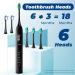 Rechargeable Electric Toothbrush with 6 Replacement Heads | 5 Modes, Timer Reminder | Travel-Friendly | Black - Buy Online on GoSupps.com