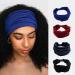 Woeoe African Headbands Knotted Hairbands Black Yoga Sport Head Wraps Wide Elastic Head Scarf for Women and Girls (Pack of 4) blue dark red dark blue black