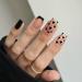 24Pcs Square False Nails Short Black French Press on Nails with Heart Design Cute Acrylic Fake Nails Kits Stick on Nails for Women and Girls Nail Art Manicure Decoration Style 2