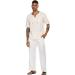 COOFANDY Men's Linen Beach Pants - Lightweight & Casual Elastic Waist Yoga Pants in White - Buy Online on GoSupps.com