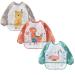 Yealoo 3pcs Waterproof Baby Bibs Sleeved Bibs Washable Bib Wetness Protection 6-36 Months 3pcs Set B