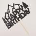 Mountain Happy Birthday Cake Topper Mountain-Climbing Themed Birthday Party Decorations Black Glitter - Buy Online on GoSupps.com