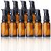 20ml Brown Refillable Glass Bottles with Pump - 5 Pack Travel Lotion & Essential Oil Containers - Buy Online on GoSupps.com