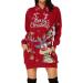 OUNAR Women's Ugly Christmas Sweater Dress - Snowflake Merry Xmas Mini Dress with Elk Hood - Red (Small) - Buy Online on GoSupps.com