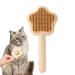 Cat brush with unlocking button - self -cleaning hairbrush with button compact pet sharky brushes for dogs cats rabbits hair removal in fur care yellow