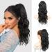 Isaic Black Ponytail Extension Wavy Wrap Around Pony Tails Hair Extension for Women Synthetic Hairpiece Heat Resistant Fiber 20 Inch(black)
