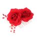 Angoily Flower Hair Comb Flower Hair Clip Flower Hair Accessories Garlands for Decor Floral Hair Clips for Women Bridal Hair Clip Tiara Rose Red Wedding Rhinestones Bride