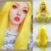 Light yellow long natural straight synthetic tip front wigs for women lemon yellow natural hairline heat -resistant front lace wigs for cosplay daily wear drag queen 61cm