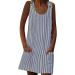 ToddlBy Women's Wing Sleeve Round Neck Pocket Button Striped Camisole Dress plus Size Pocket Dress Black X-Large - Buy Online on GoSupps.com