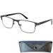 Mini glasses metal reading glasses with rectangular glasses stainless steel glasses frame square reading aid men and women graphite 1.5 diopters