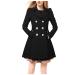 Yihaojia Blazer Dress for Women Trench Coat Notch Lapel Double Breasted Thick A Line Pea Coats Jacket with Pocket Black#27 XX-Large