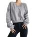 Sweater Dress Women Autumn Loose V-Neck Long Sleeve Solid Short Casual T-Shirt Festival Outfit Ladies Sexy Gray S