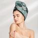 Mint Gray Leaves Coral Velvet Hair Cap | Quick-Dry Hair Towel Wrap for Travel & Home | Ideal for Women & Men - Buy Online on GoSupps.com