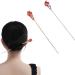 2 Pieces Chinese Hair Sticks for Buns Gold Metal Vintage Crystal Chinese Hair Pins Chopsticks Hanfu Hair Accessories red