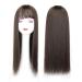 Women's 22" Long Straight Clip in Synthetic Hair Topper with Bangs for Thinning Hair Chocolate Brown