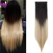 26inches Clip in Hair Extensions #Black to Mixed Blonde 100% Synthetic Hairpiece Extension 8pcs Long Straight Hair Pieces For Full Head 26 Inch Straight #Black to Mixed Blonde