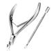 Cuticle Trimmer with Cuticle Pusher - Easkep Cuticle Remover Cuticle Nipper Professional Stainless Steel Cuticle Cutter Clipper Pedicure Manicure Tools for Fingernails and Toenails (D501-Silver)