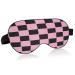 Sleep Mask Light Blocking Pink Chessboard Checkered Eye Mask for Sleeping with Adjustable Strap Hand Drawn Soft Lightweight Eye Cover Blindfold for Men Women Work Travel Naps