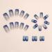 Medium Blue Press-On Nails with Gold Foil & Sea Designs | Reusable Square False Nails | 24PCS Gradient Acrylic Fake Nails for Women - Buy Online on GoSupps.com