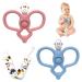 Guoyou Beißring Baby with pacifier chain BPA-free dental aid baby biting toys bite ring for baby from silicone teething toys to stimulate and relax for 3+ months babies (blue pink) blue Pink