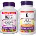 Webber Naturals Biotin 10 000 mcg Extra Strength + Vitamin E 400 IU Bundle for Healthy Hair Skin & Nails