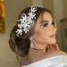 Wedding Hair Clip Wedding Hair Accessories Barrette Hair Decorations Handmade Flower Rhinestone Crystal Headpiece for Women Girls Bridal Bridesmaid Hair Pin (Sliver) - Buy Online on GoSupps.com