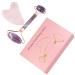 mookaitedecor Amethyst Roller & Rose Quartz Gua Sha Scraping Massage Tool Set Face Massager for Wrinkles Anti Aging #1-purple/Pink