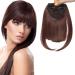 One Piece Hair Clip In Bangs Fake Hair Extensions False Hair Piece Clip On Front Bang Fringe Cute - Medium Brown