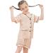 SWOMOG Kids Satin Pyjamas Set - 6-7 Years Champagne | Button-Down Silk Nightwear 2 Piece Lounge Set - Buy Online on GoSupps.com