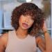 Curly Bob Wig with Bangs Human Hair Wigs Curly Wave Wigs for Black Women Short Afro Virgin Human Hair Wigs with Bangs 180% Density Piano Brown Blonde 12 inch (P4/30) None Lace Front Wigs for black women 12 Inch P4/30