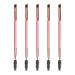 Duo Eyebrow Brush, Spoolie Brush and Angled Brow Brush Eyelash Brush for Eye Makeup. (5pcs, Pink)