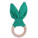 Delightful Bunny Ears Infant Wood Bite Ring - Safe Natural Tooth Training & Sensory Toy for Babies (Green) | Perfect Gift - Buy Online on GoSupps.com
