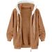 HANXIULIN Women's Oversize Plush Fleece Jacket - Warm Lined Winter Coat in Khaki & Color Variations - Casual Faux Fur Cardigan for Cold Weather - Shop Now! - Buy Online on GoSupps.com
