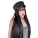 BGHJUE Wig female long hair navy hat wig one fashion black long straight hair autumn and winter natural full headgear