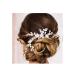 IYOU Bridal Jewelry Wedding Hair Vine Silver Pearl Bridal Headpiece Flower Headband Leaves Hair Accessories for Women and Girls