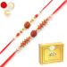 Ghasitaram Gifts Rakhi for Brother Rakhis Online - Set of 2 6142 6176 Rudraksh Rakhis with 400 GMS of Soan Papdi