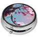 Small Pink Flowers Round Pill Box - 3 Compartment Travel Organizer for Pills | Portable & Stylish - Buy Online on GoSupps.com