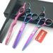 6.0 inch hair scissors set hair cutting scissors & thinning scissors with razor&comb in 1 set (Rainbow)