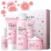 Sakura Skincare Gift Set Skin Care Travel Kit with Cleanser Toner Serum Eye Cream Face Cream for Women Girls (5pcs)