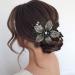 Campsis Flower Bridal Hair Barrette with Black Rhinestones - Handmade Crystal Hair Clip for Wedding, Prom, Bridesmaids - Buy Online on GoSupps.com